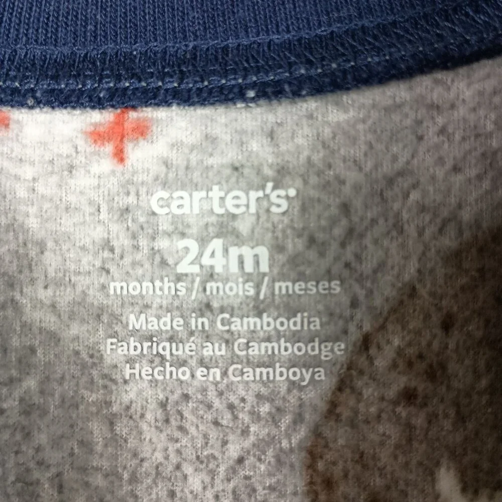 Carters Footed Pajamas Baby 24M Blue Sports Print Fleece Sleeper One Piece Zip